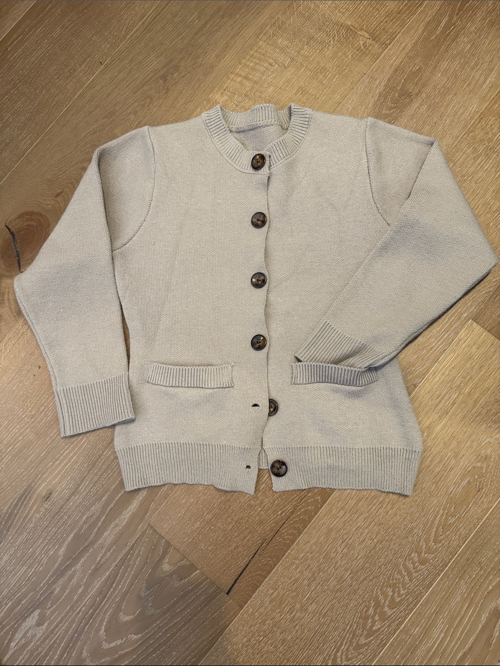 Classic Taupe Button-Front Women's Sweater Cardigan